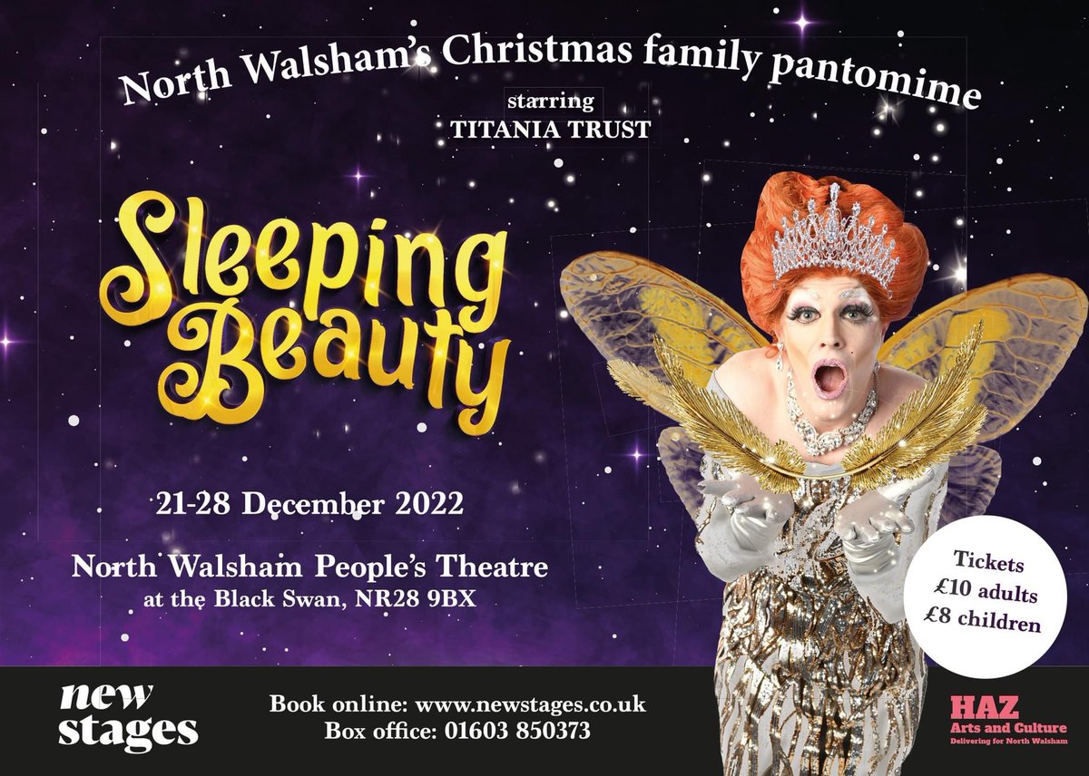 TitaniaTrust's tweet image. I am so so so excited about starring in Sleeping Beauty - a delightful Christmas pantomime for all the family! With love, kindness and acceptance (plus a little magic) good will win the day! 🥰🥳🤩🧚‍♀️
21-28 December 2022
North Walsham People's Theatre
newstages.co.uk