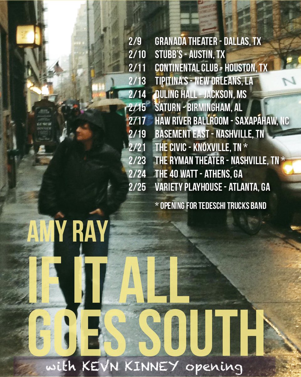 Amy Ray Band is touring in the Southeast in February!! Kevn Kinney is opening! Get the van ready.