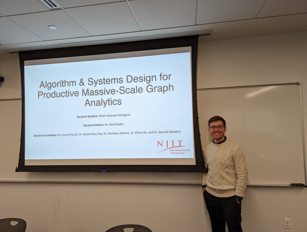Congratulations 🎉 Oliver Alvarado Rodriguez @NJIT @NJITYingWu for passing his PhD proposal on #Algorithm & System Design for Productive Massive-scale #Graph #Analytics! @OliverAlvaRod bit.ly/3Y0yvbE