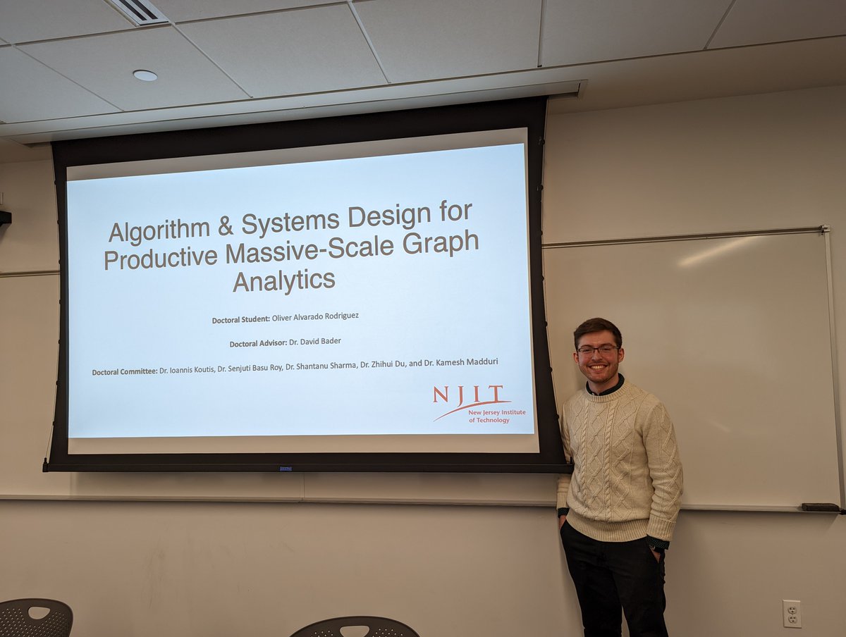 David Bader (@prof_davidbader) on Twitter photo Congratulations 🎉 Oliver Alvarado Rodriguez <a href="/NJIT/">NJIT</a> <a href="/NJITYingWu/">NJITYingWuComputing</a> for passing his PhD proposal on #Algorithm & System Design for Productive Massive-scale #Graph #Analytics!
<a href="/OliverAlvaRod/">Oliver Alvarado Rodriguez</a>
bit.ly/3Y0yvbE Congratulations 🎉 Oliver Alvarado Rodriguez <a href="/NJIT/">NJIT</a> <a href="/NJITYingWu/">NJITYingWuComputing</a> for passing his PhD proposal on #Algorithm & System Design for Productive Massive-scale #Graph #Analytics!
<a href="/OliverAlvaRod/">Oliver Alvarado Rodriguez</a>
bit.ly/3Y0yvbE