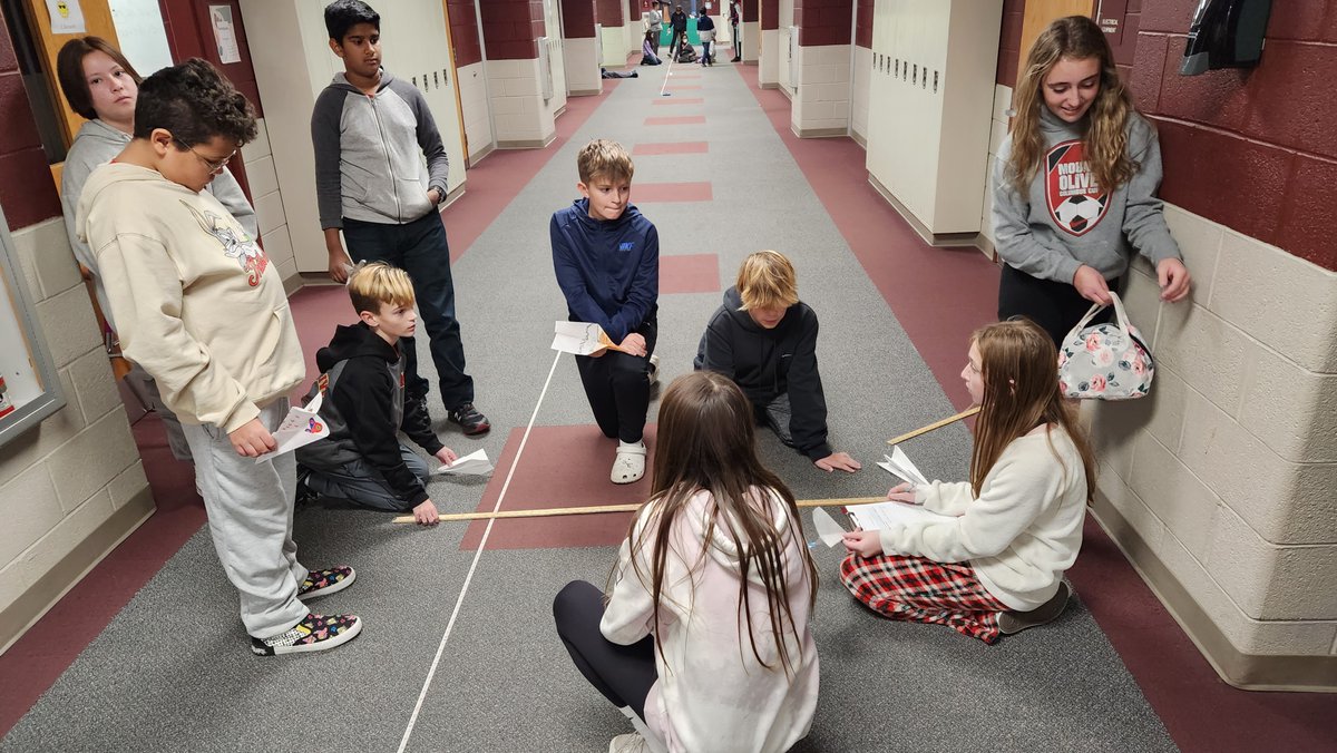 #2 of 4:  statistics
Flying paper airplanes to practice gathering meaningful data (length of flights) to eventually analyze.  Even Mr. Kramer loves to get involved!
<a href="/kramer_MOMS/">James Kramer</a> 
<a href="/mtolivemiddle/">Mt. Olive Middle School</a>