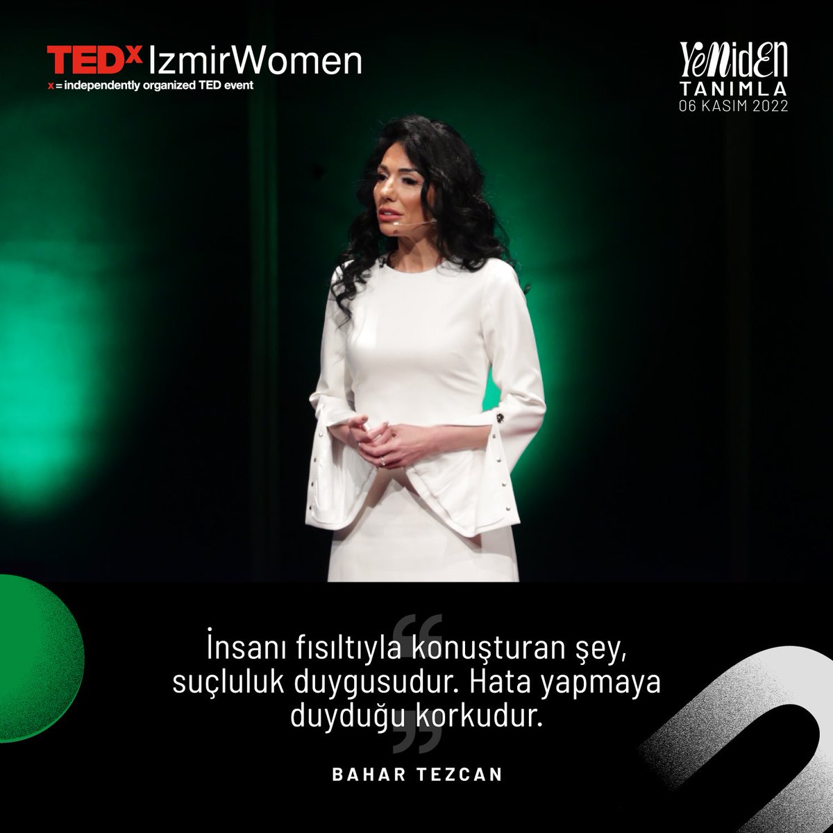 TEDxIzmir (@tedx_izmir) on Twitter photo İnsanı fısıltıyla konuşturan şey, suçluluk duygusudur. Hata yapmaya duyduğu korkudur.
- <a href="/drbahartezcan/">dr bahar tezcan</a>
tedxizmir.net
#tedxizmir #tedx #tedxtalks #izmir #women İnsanı fısıltıyla konuşturan şey, suçluluk duygusudur. Hata yapmaya duyduğu korkudur.
- <a href="/drbahartezcan/">dr bahar tezcan</a>
tedxizmir.net
#tedxizmir #tedx #tedxtalks #izmir #women