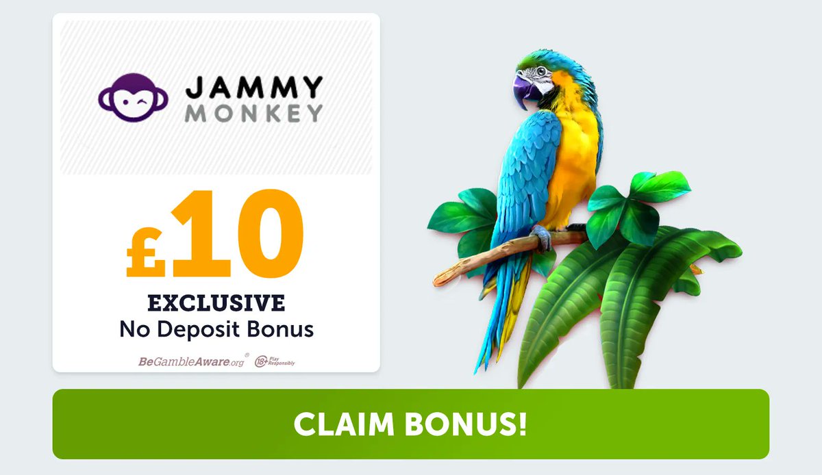 Start your week with an advantage! ✨ Sign up at Jammy Monkey Casino and you&#39;ll get a &#163;10 No Deposit Sign-Up Bonus! You can cash-out up to &#163;50 &#128154; For more details about this offer, click here:
✔️
