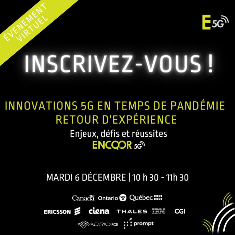 🎯 INNOVATIONS 5G EN TEMPS DE PANDÉMIE | RETOUR D’EXPÉRIENCE | Enjeux, défis et réussites.

👉 Inscrivez-vous dès maintenant : us02web.zoom.us/webinar/regist…

#encqor #encqor5G #5G #smes #sitesdinnovation #transformationnumérique #Ipaas