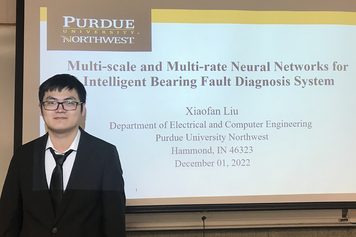 PNWEngine's tweet photo. Congrats to ECE MS graduate student Xiaofan Liu for successfully completing defense of his thesis, “MULTI-SCALE AND MULTI-RATE NEURAL NETWORKS FOR INTELLIGENT BEARING FAULT DIAGNOSIS SYSTEM” on Dec. 1. His thesis research is supervised by Dr. Lizhe Tan. #PNWEngineeringProud https://t.co/Gug56srqzi