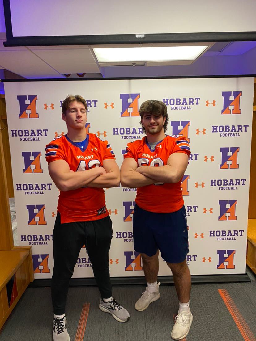 Thank you <a href="/HobartFootball/">Hobart Football</a> for the official visit it was great to be on campus again! <a href="/Coach_DeWall/">Kevin DeWall</a> <a href="/SchroederFtball/">Schroeder Football</a> <a href="/mstumpy50/">Michael Stumpf</a> <a href="/Aballintheair/">Coach Bank💰</a> <a href="/CoachConsul/">John Consul</a> <a href="/nickdistefano42/">Nick DiStefano</a>