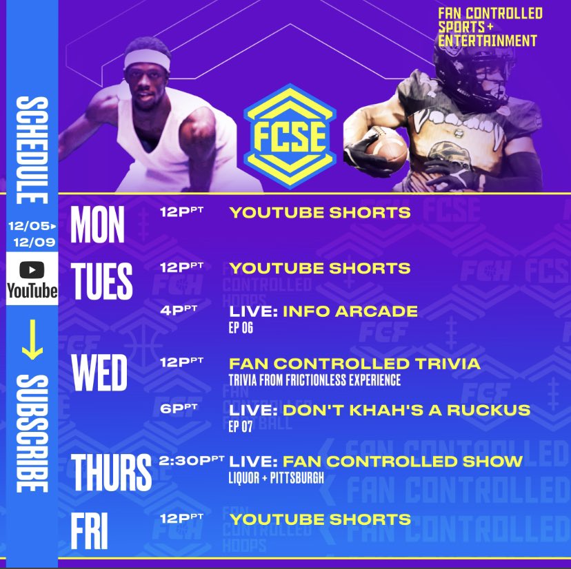 The content slate for this week❗️ Tune in on YouTube 👉 youtube.com/@FanControlled…
