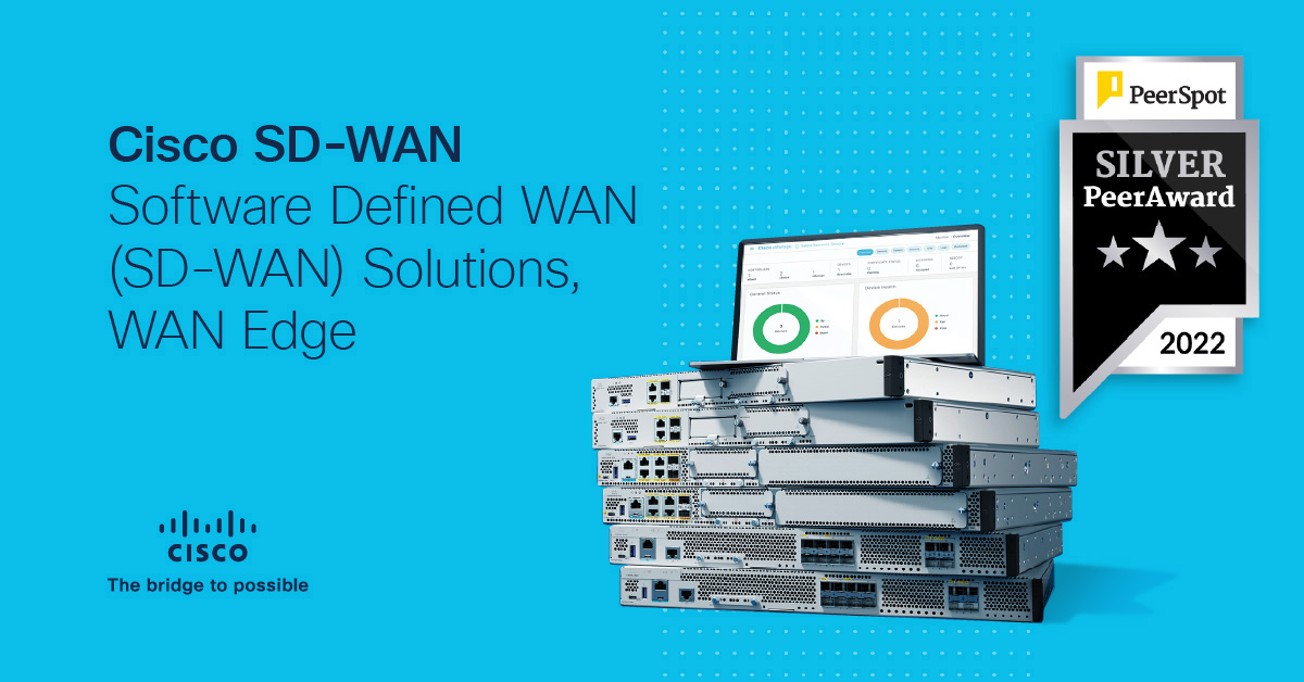 CiscoNetworking's tweet image. Did you hear that Cisco SD-WAN won the Silver #PeerSpot Peer Award for the Software Defined WAN (SD-WAN) and WAN Edge categories? 🎉 Learn more about the solution. 

#CiscoNetworking #CiscoSDWAN 

cs.co/60153BY9x