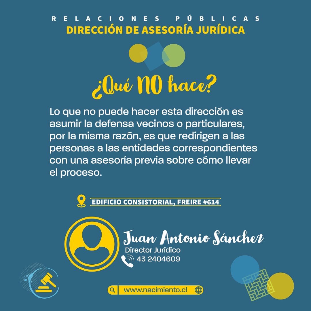 ✅ #ConociendoTuMunicipio | Hoy continuamos esta campaña contándote sobre nuestra Dirección de Asesoría Jurídica 👩🏻‍⚖️

Es importante agregar que, además de lo que te mostramos en estas gráficas, son muchas más las labores que están a cargo de la dirección 😉

#MuniNacimiento