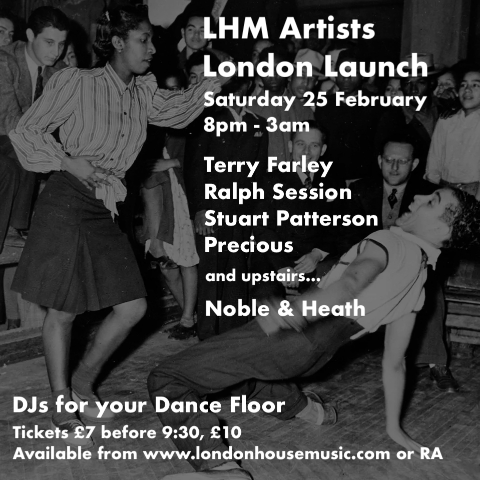 We host our first LHM Artists party on 25 Feb with <a href="/terrystuckshop/">Terry Farley</a> <a href="/StuPattersonUK/">Stuart Patterson</a> <a href="/ralphsession/">ralphsession</a> <a href="/lovedjprecious/">Precious</a> @nobleandheath The Castle in east London. Quality music and line up as always and all from our agency! Info and tix ra.co/events/1622750