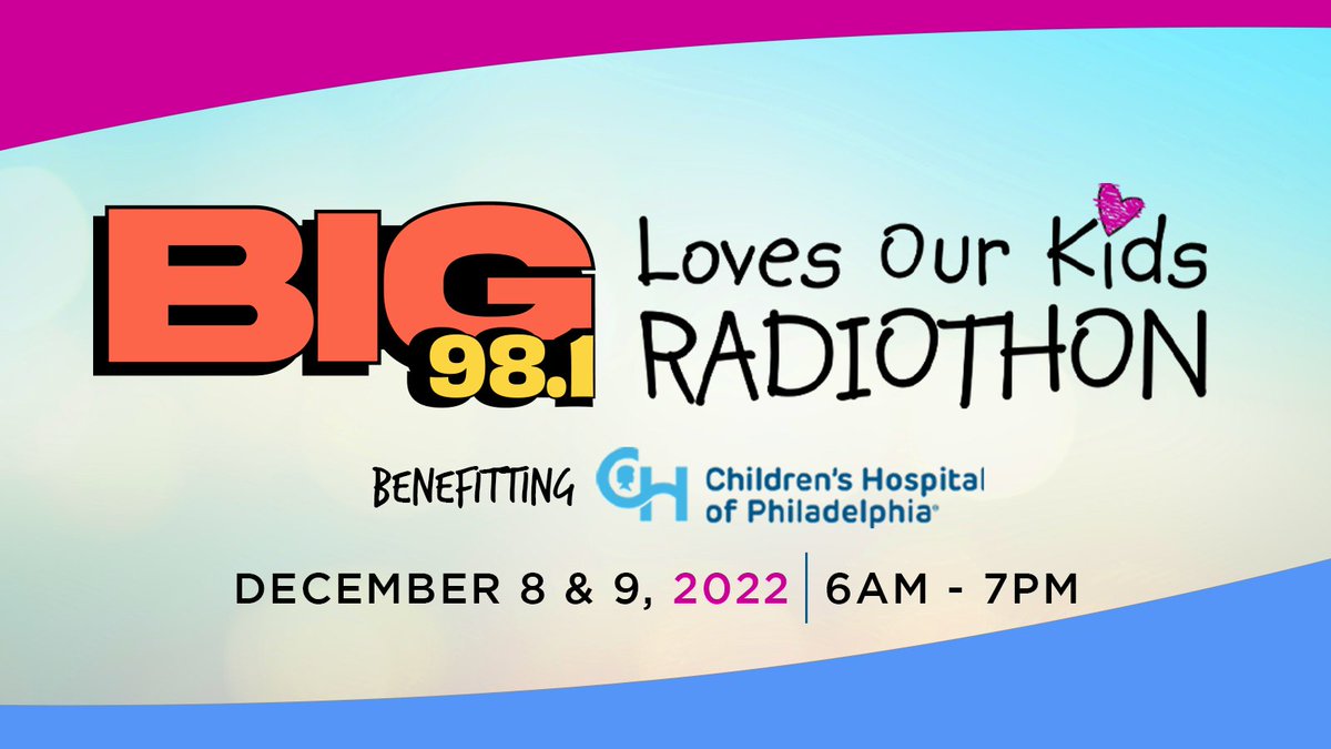 Join us and <a href="/coopradioshow/">Coop</a> this Thursday, December 8th and Friday, December 9th, from 6am to 7pm ET for the 21st Annual #BIG981Radiothon, benefitting <a href="/ChildrensPhila/">Children's Hospital</a>'s Child Life Services Department! 🙏 

Learn more and listen live at BIG981.com/Radiothon 💙