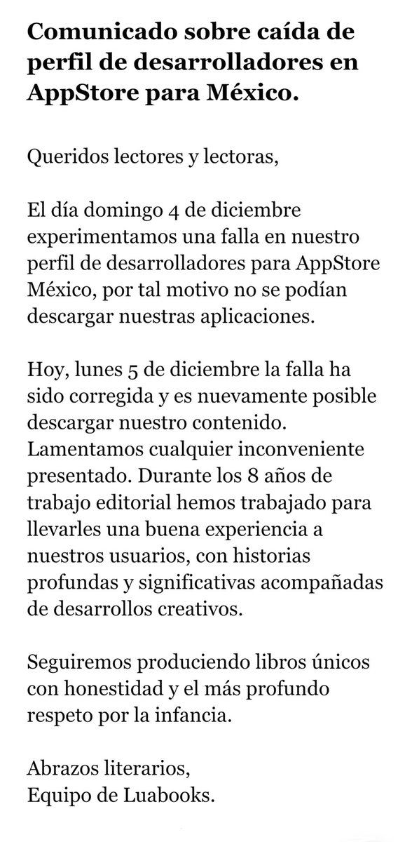 luabooks's tweet photo. Sobre la falla del domingo 4 de diciembre. 💕 https://t.co/m7pXDCXe99