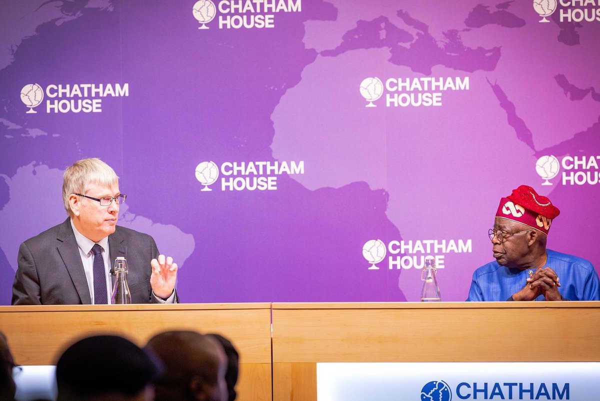 Bola Ahmed Tinubu on Twitter: "Today, I addressed the Chatham House think tank in London, outlining my clear vision on security, economy, and foreign policy ahead of next year's elections. https://t.co/rHKYitPH7E" /