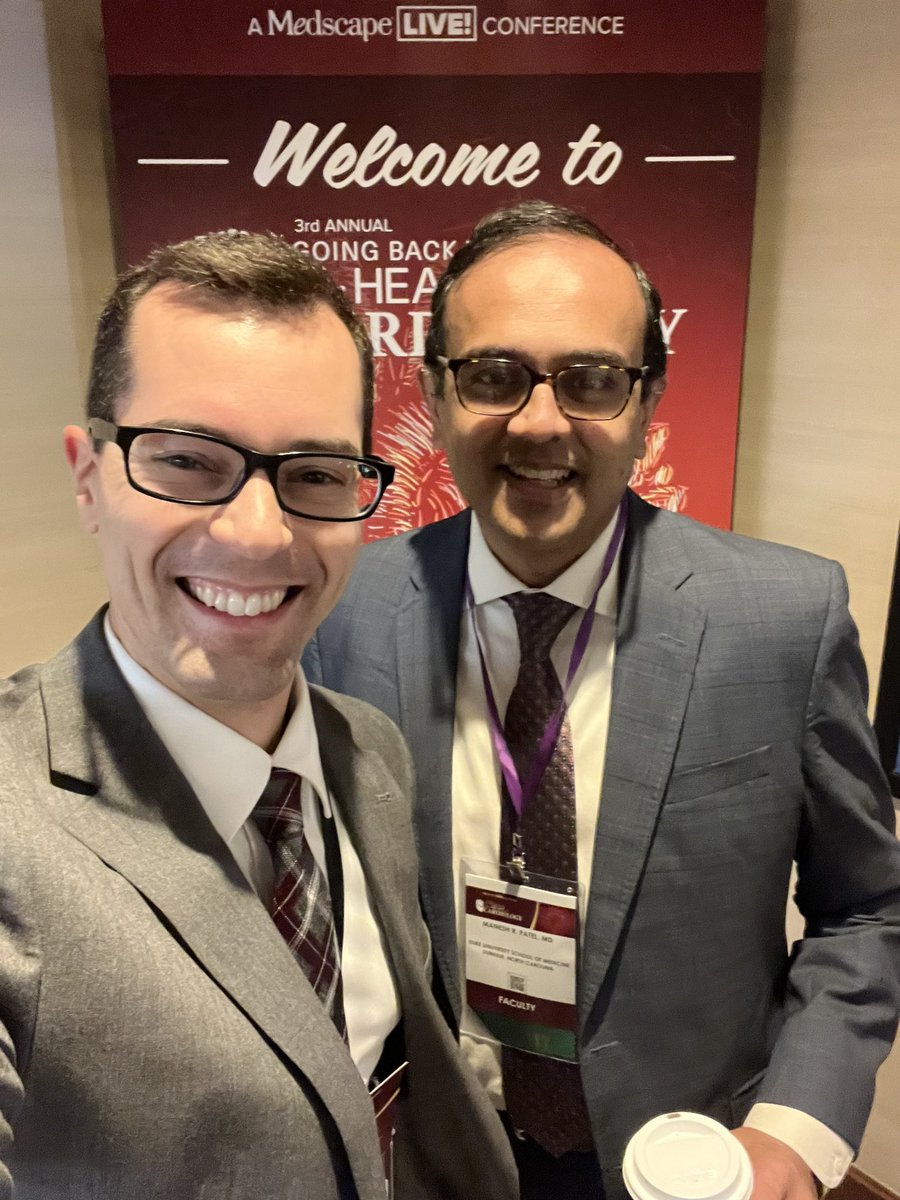 iShadrinMDPhD's tweet photo. Happy to catch up with the one and only @manesh_patelMD at #BacktoHeart22. Lots of excellent preventive cardiology talks this morning, including review of the chest pain guidelines by @DrMarthaGulati https://t.co/qUhDG8MWkO