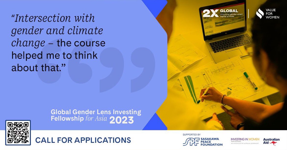 Value for Women (@valueforwomen) on Twitter photo 🔔 5 days to application deadline for the Global GLI Fellowship for Asia 2023 presented by <a href="/ValueforWomen/">Value for Women</a> and @2XCollaborative
For more details visit: lnkd.in/gF23gi_C
Applications are open until Dec 10, 2022
#genderlensinvesting #GLIAsia2023 #FellowshipGlobalGLI 🔔 5 days to application deadline for the Global GLI Fellowship for Asia 2023 presented by <a href="/ValueforWomen/">Value for Women</a> and @2XCollaborative
For more details visit: lnkd.in/gF23gi_C
Applications are open until Dec 10, 2022
#genderlensinvesting #GLIAsia2023 #FellowshipGlobalGLI