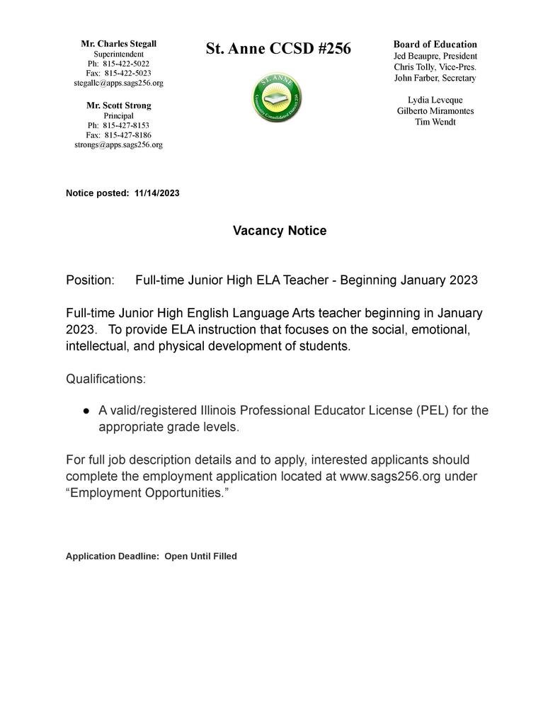 TheSAGSway's tweet photo. GIANT Nation, Please help spread the word!! Come join our amazing SAGS team! SAGS has an immediate vacancy for a JH ELA Teacher. See below for further information or please go to https://t.co/rS0T43h5I8 for further information. https://t.co/lMLnrCQCGL