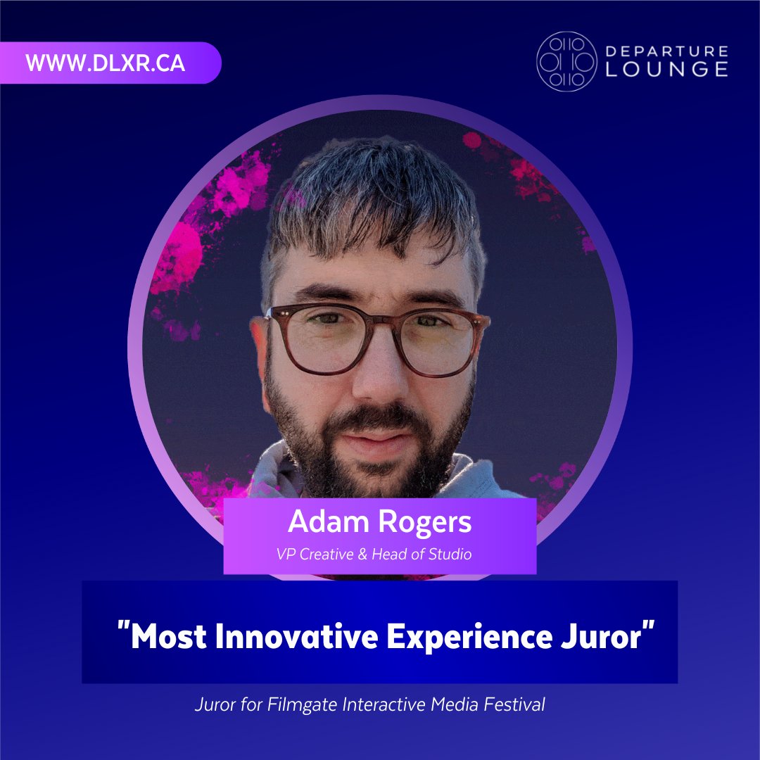 dlxrofficial's tweet photo. We're celebrating Adam Rogers, VP of Creative and Head of Studio at Departure Lounge (@dlxrofficial), for his title as "Most Innovative Experience Juror" at @FilmgateMiami. 

Adam will judge #Filmgate projects with eight other jurors and award them at the ceremony tonight. https://t.co/Aa7BkxcIv4