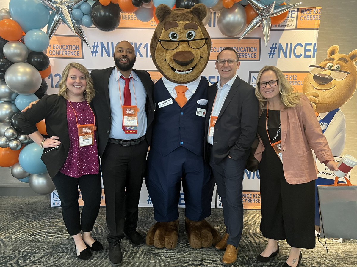 Mingling and backstage at the NICE K12 Cybersecurity Education conference with a great panel and Dr. CyBear @CounselorCarter @tkee06 @MatthewBerry1WC @ASCAtweets