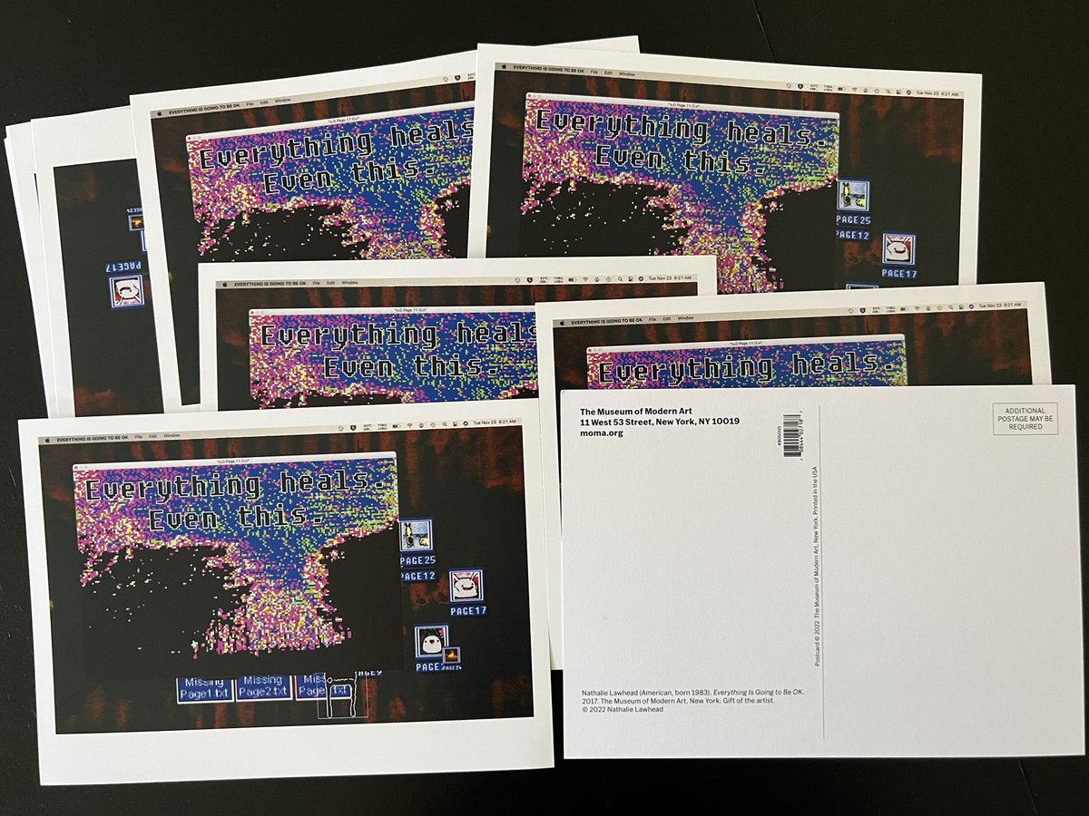alienmelon's tweet photo. MoMA made “Everything is going to be OK” postcards for the store and just sent me a couple! (couple means a lot)
this is amazing!! 🤯🤩💕✨ https://t.co/dWgVsEhjNe