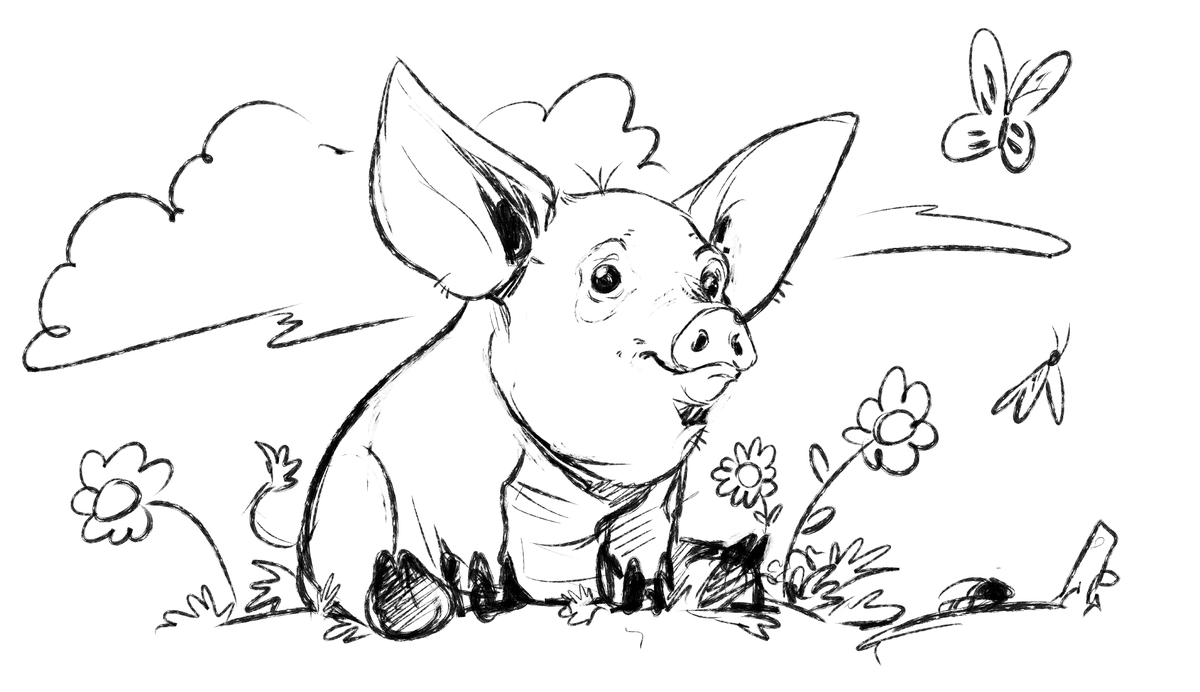 everyday my kids come in and sit on my lap and ask me to draw a pig, here's today's pig 
