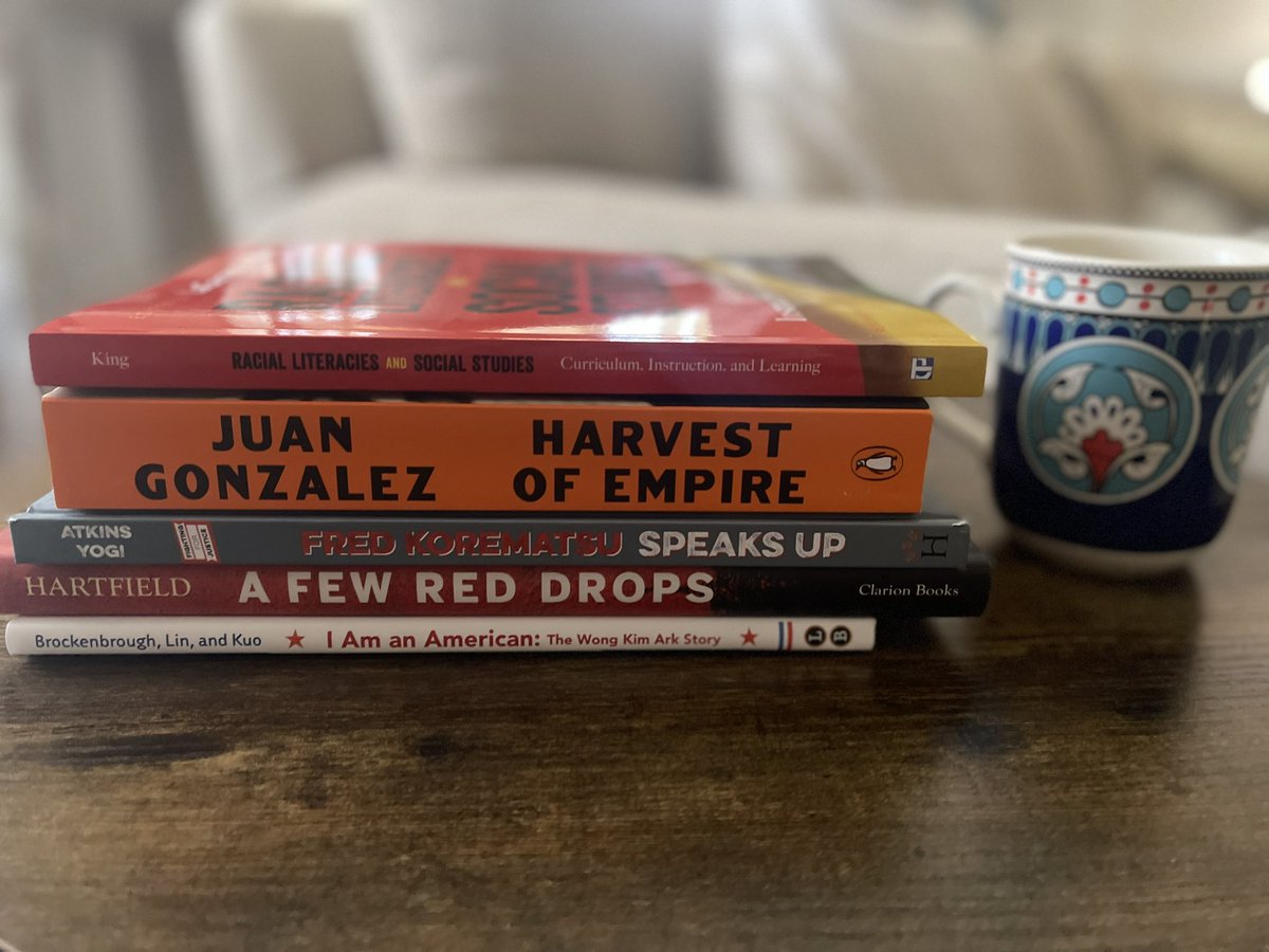 Good morning! Still enjoying the high from @NCSSNetwork. I never leave a conf. w/o a book haul. What’s ur #bookstack? @DrLaGarrettKing @socialstudiestx @HistoryFrog @mrshistorylee @SSChatNetwork #sschat #booksofhistory #hardhistory