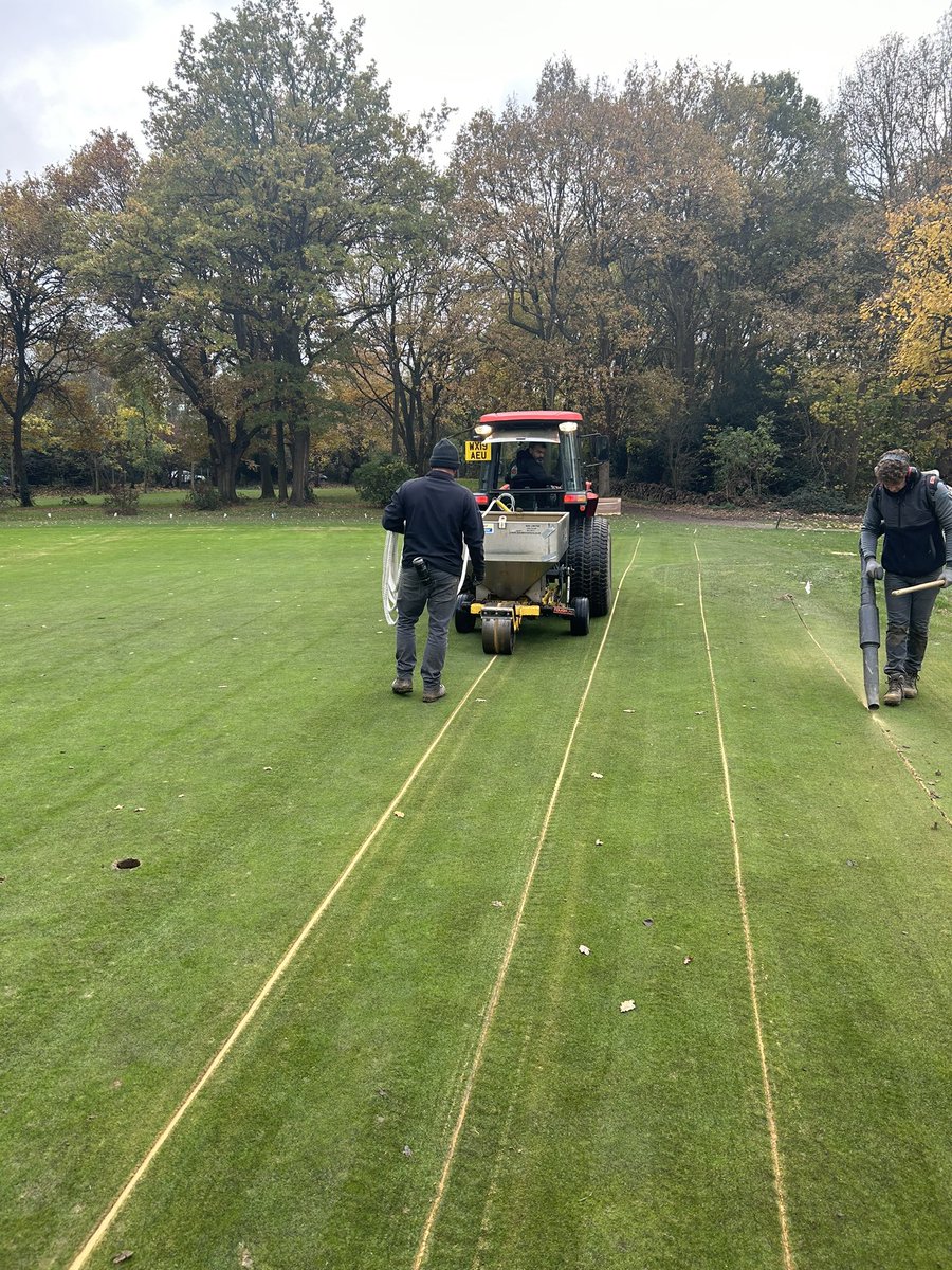 Installing new drainage into our 9th green. @cammymac23 and the boys doing a superb job. A huge upgrade to the failed drains which were put in 15-20 years ago. The green will be back in play tomorrow once the outfall trench is back filled and the channels are rolled 👌