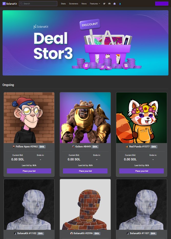 SolanaKit's tweet image. Deal Stor3 is back again!

Come check it out! Here are the items for today:

- @FellowApes #3962
- @RudeGolems #8449
- @Red_Panda_Squad #1577
- @SolanaKit #1102
- @SolanaKit #2596
- @SolanaKit #1107

Let the bidding war begin!

solanakit.com/deal-stor3