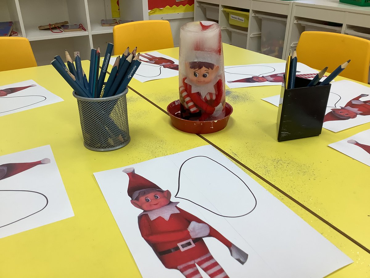 StainesPrepNurs's tweet photo. #StainesPrepSunflowers were in for a surprise this morning when they discovered Elf was trapped in ice. The children needed to use their imagination to think and write what they thought the Elf was saying. #StainesPrepLiteracy #Christmas https://t.co/rnQWyUnKI5