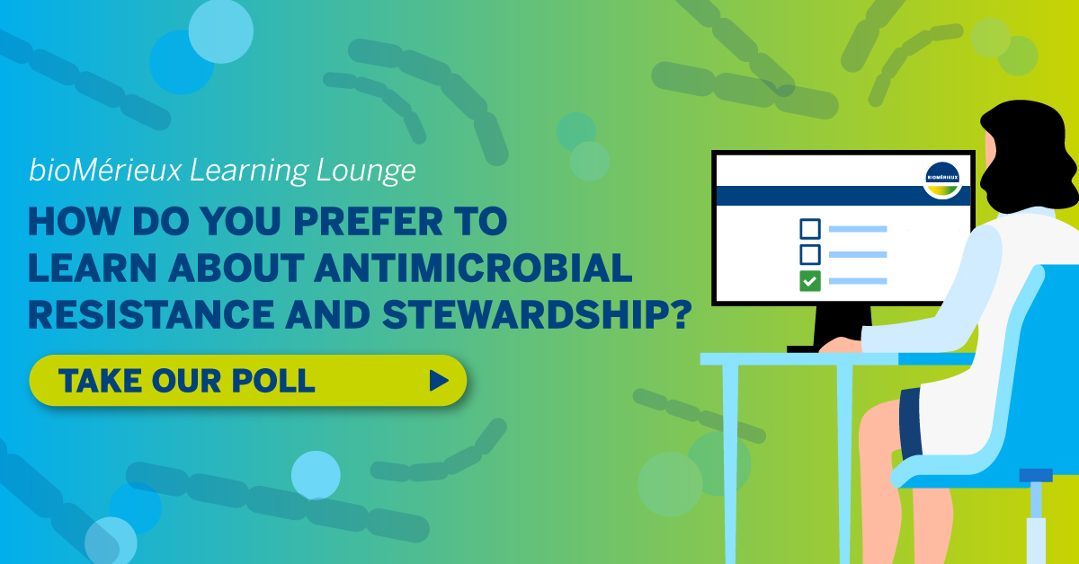 biomerieux's tweet photo. What types  of digital content do you use most often to stay up-to-date on antimicrobial resistance (#AMR) and stewardship (#AMS) news? 🤔

We want to hear from you! Answer our poll at the bioMérieux Learning Lounge: https://t.co/sANSd7MkZZ. https://t.co/ilnkO7c8m7