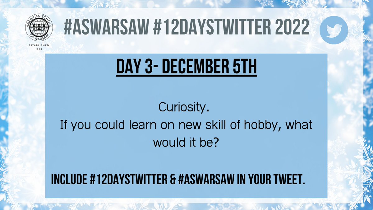 MsReyna2's tweet photo. Day 3 of #12DaysTwitter almost got away from me!
This one's hard for me because I want to learn ALL the things, BUT if I had to choose one, I'd say...
Fluency in a programming language like Python or Javascript.
One of these days maybe!
#ASWarsaw
#isedcoach
@ASW_Warsaw https://t.co/5xaqjftNxV