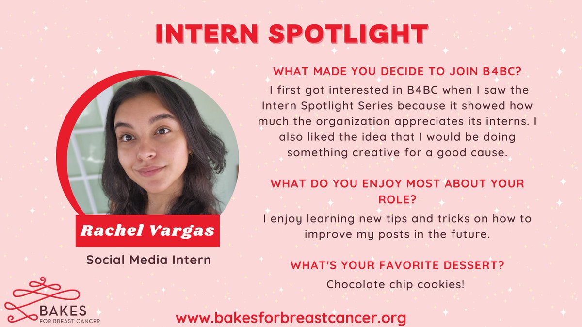 For this week's Intern Spotlight, we're showcasing Rachel Vargas, our Social Media Intern! Rachel is a sophomore at The City College of New York majoring in psychology. She works on our LinkedIn/Twitter team. 

#breastcancer #nonprofit #intern #internship