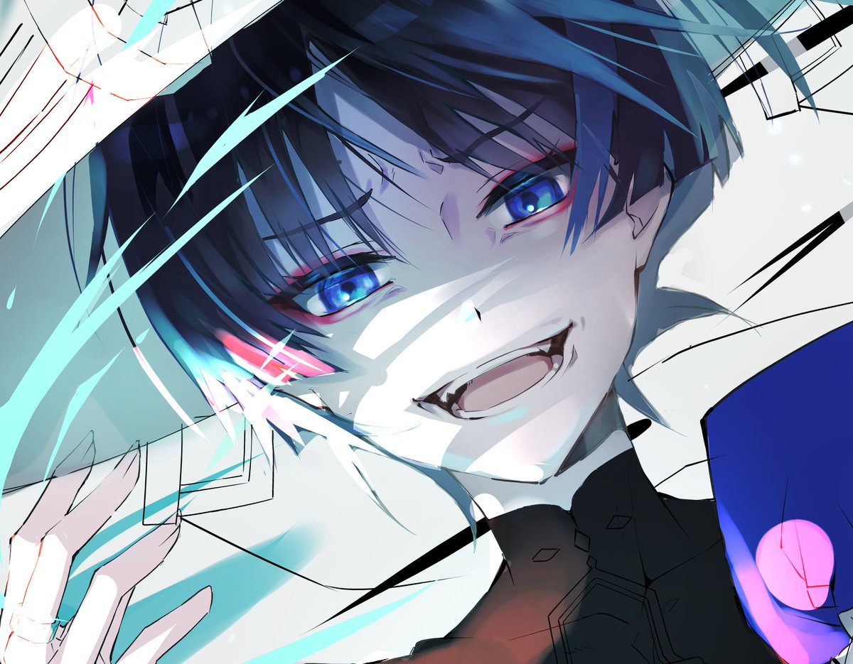 scaramouche (genshin impact) 1boy male focus solo blue eyes open mouth hat looking at viewer  illustration images