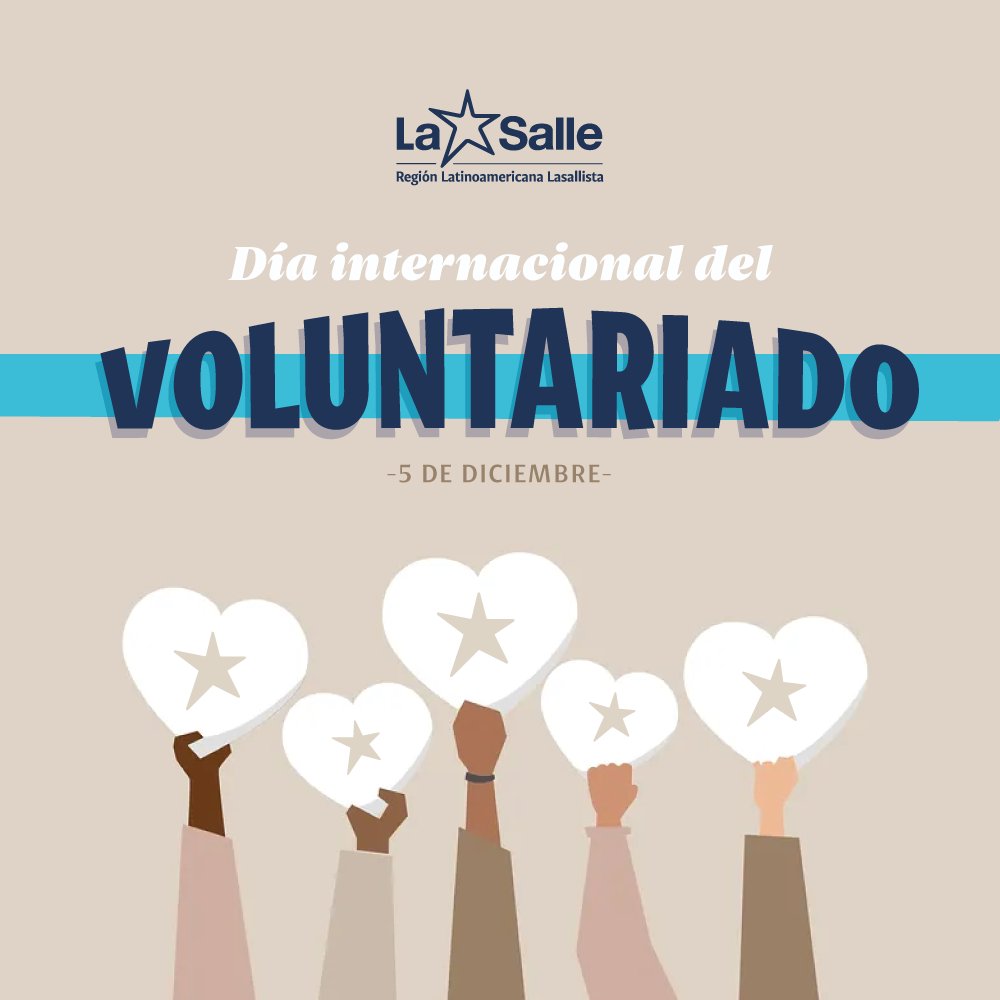 lasallerelal's tweet photo. Hoy se conmemora el #DíaInternacionalDelVoluntariado 
Agradecemos a ti, VOLUNTARI@ 
Por tu tiempo, tu sonrisa y tu compromiso, sin esperar nada a cambio
Gracias en especial a nuestro Voluntariado Lasallista que trabaja por un mundo más humano y fraterno🌟
.
#LaSalle
#SomosLaRELAL https://t.co/aXxh2cq7wm