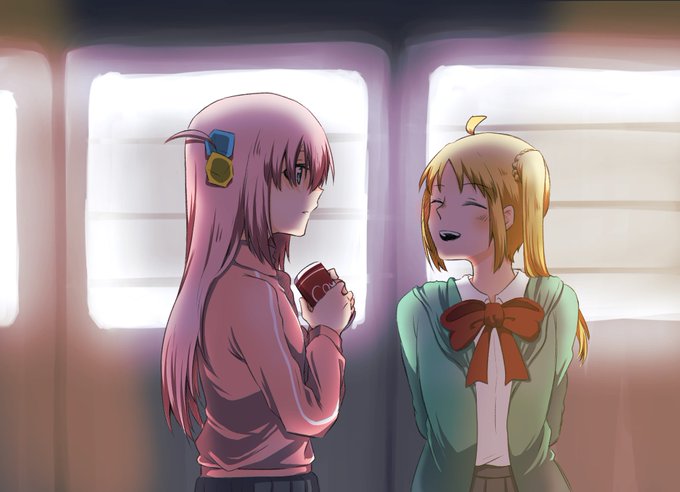 虹夏ちゃん太陽みたいな子なのにぼ虹は夜の街灯に照らされてるイメージなのいいな…というぼ虹習作rkgk 