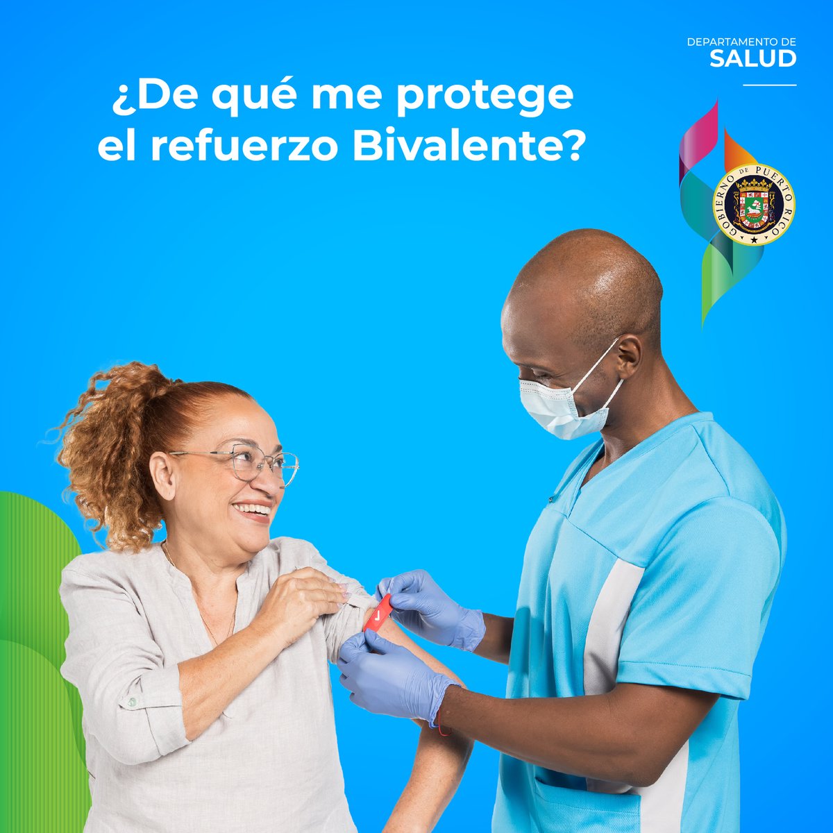 El refuerzo Bivalente contra el COVID-19 debe administrarse luego de la 1era y 2da dosis. No es necesario tener un refuerzo y mejora la protección contra la variante Ómicron.

Busca tu centro de vacunación en salud.gov.pr/bivalente.

#PonteLaBivalente #PaEstaNavidad