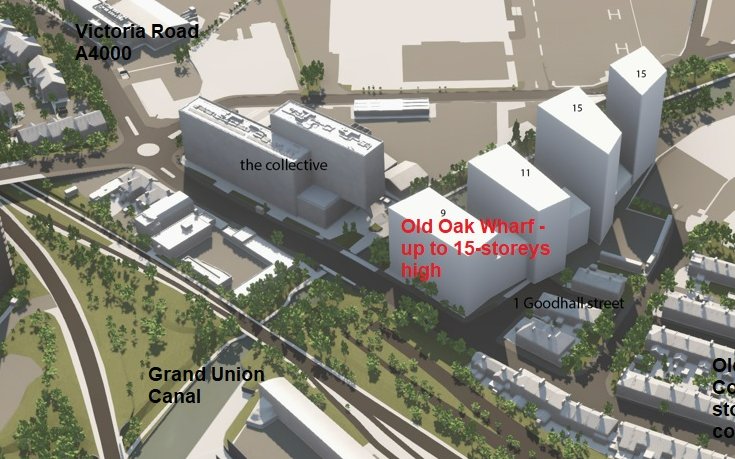 The OPDC's Local Plan says builds along the Grand Union Canal should be 6-8 stories maximum. But a developer wants a high-rise at Old Oak Wharf with 2 x 15-storey towers. This will ruin Goodhall St & the Old Oak Lane Conservation Area's Victorian cottages. Stop this outrage!