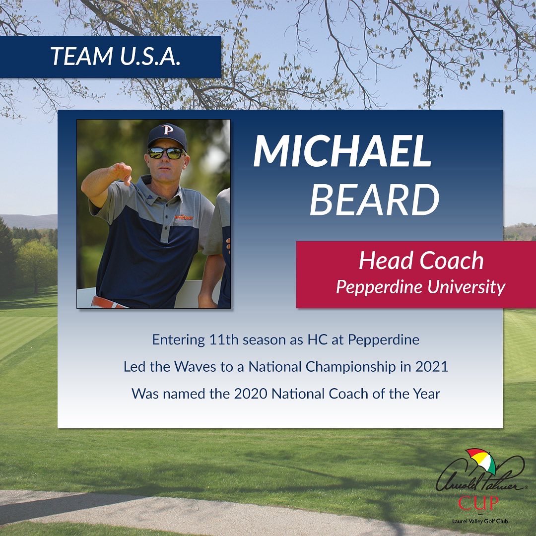ArnoldPalmerCup's tweet photo. Ready to reclaim the cup on home soil, please welcome your 2023 Team U.S.A. head coaches! 🇺🇸 #APCup

- Derek Radley | Oregon
- Michael Beard | Pepperdine https://t.co/FTv1SZblLH