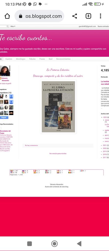 galexml1's tweet photo. Qué privilegio poder presentar en mi blog el libro La primera estación del escritor trujillano y profesor universitario Alí Medina Machado.
Te invito a leerlo, está disponible en mi blog: https://t.co/oAphMnLvS1
Y ve a ver el vídeo en Tik Tok: @galex62
¡Comenta y comparte!❤️✨ https://t.co/7CkZmYOaH1