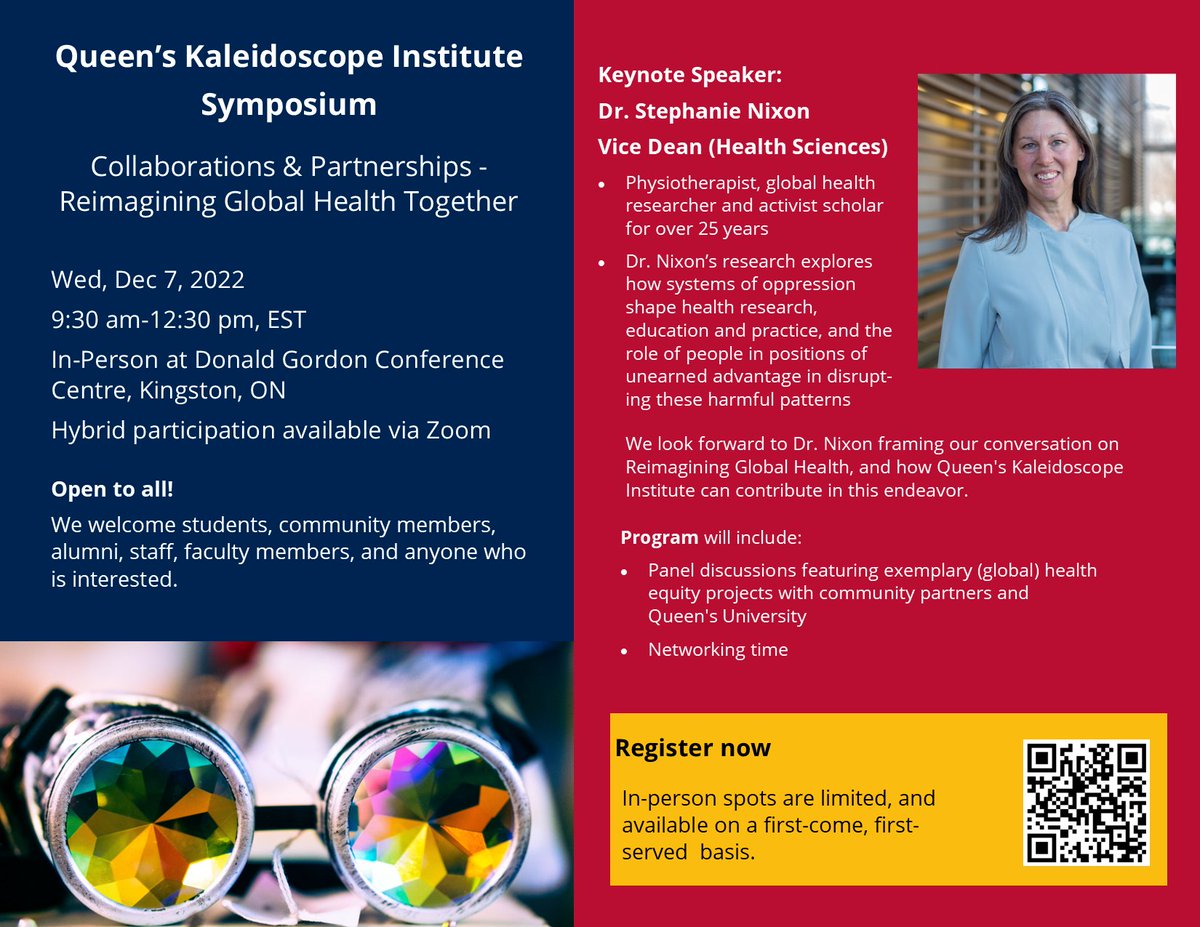 QueensUGlobal's tweet photo. 🗓️ This Wednesday at #Queensu: Queen's Kaleidoscope Institute Symposium.
Attendance is free. This year's theme is Collaborations & Partnerships: Reimagining Global Health.
➡️ Register to attend in person or virtually: https://t.co/lazVOTsfeI https://t.co/Eeis15ITNA