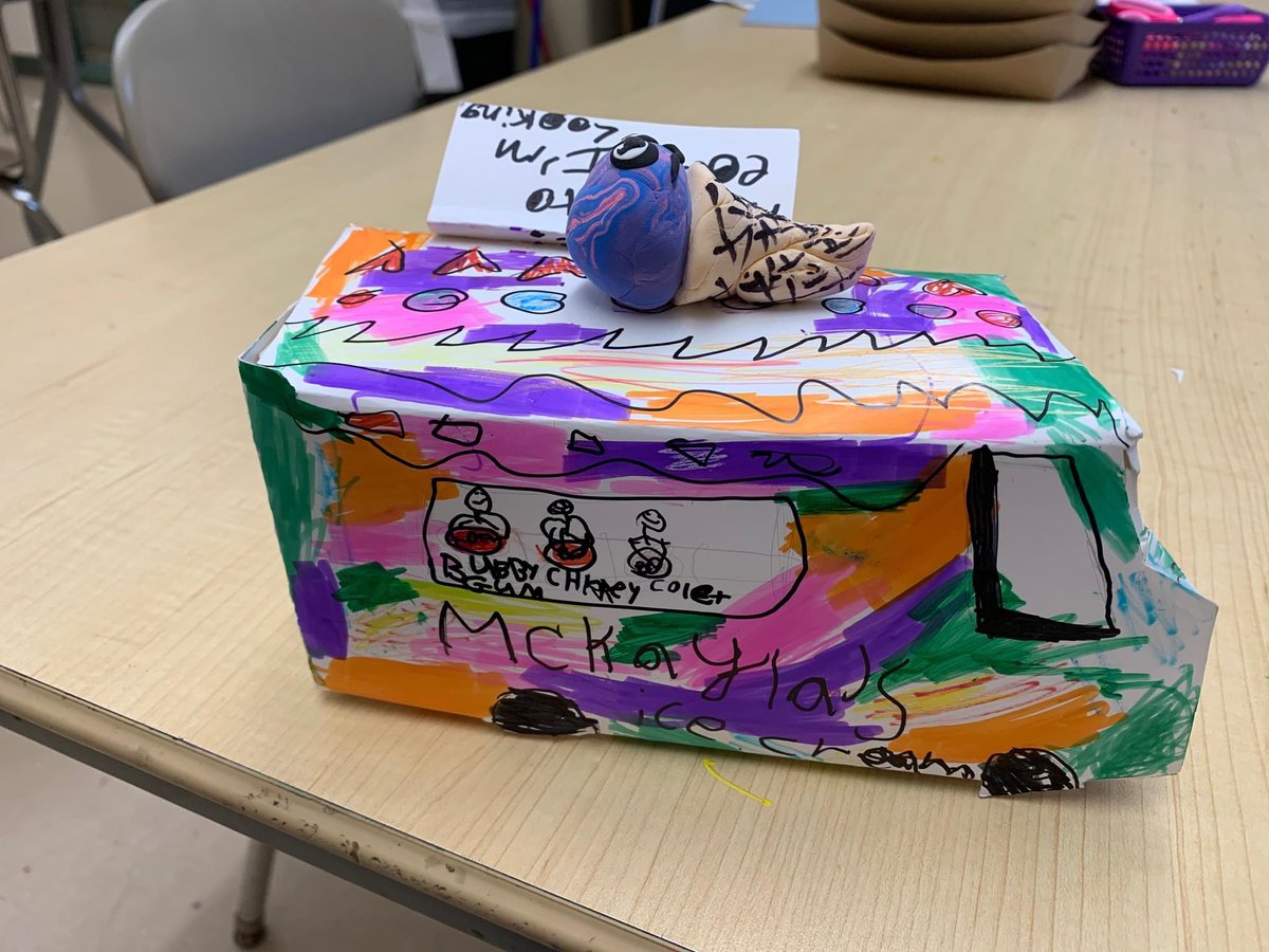 ESCofNJ's tweet photo. NuView Academy students created food trucks in Mrs. Burger’s art class last week! The trucks are made of paper and cardboard, and the “food” is made of clay. #ESCNJ #NuViewNJ https://t.co/TV0x6qVgjM