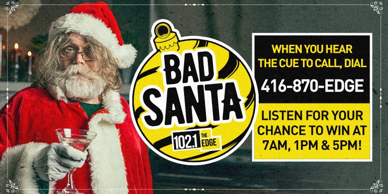 102.1 The Edge (@the_edge) on Twitter photo It's HERE!🎅 #Listen for #BadSanta all week with #TheBTeam <a href="/shawnaonair/">Shawna Whalen</a> & <a href="/ChrisZradio/">Chris Z</a>, <a href="/mkbowyer/">mk</a>, and <a href="/koltertalks/">Koltertalks</a> & <a href="/MeredithGeddes/">Meredith Geddes</a> for your chance to #win this year's hottest items!!🎮
📲edge.ca/contest/61976/… It's HERE!🎅 #Listen for #BadSanta all week with #TheBTeam <a href="/shawnaonair/">Shawna Whalen</a> & <a href="/ChrisZradio/">Chris Z</a>, <a href="/mkbowyer/">mk</a>, and <a href="/koltertalks/">Koltertalks</a> & <a href="/MeredithGeddes/">Meredith Geddes</a> for your chance to #win this year's hottest items!!🎮
📲edge.ca/contest/61976/…