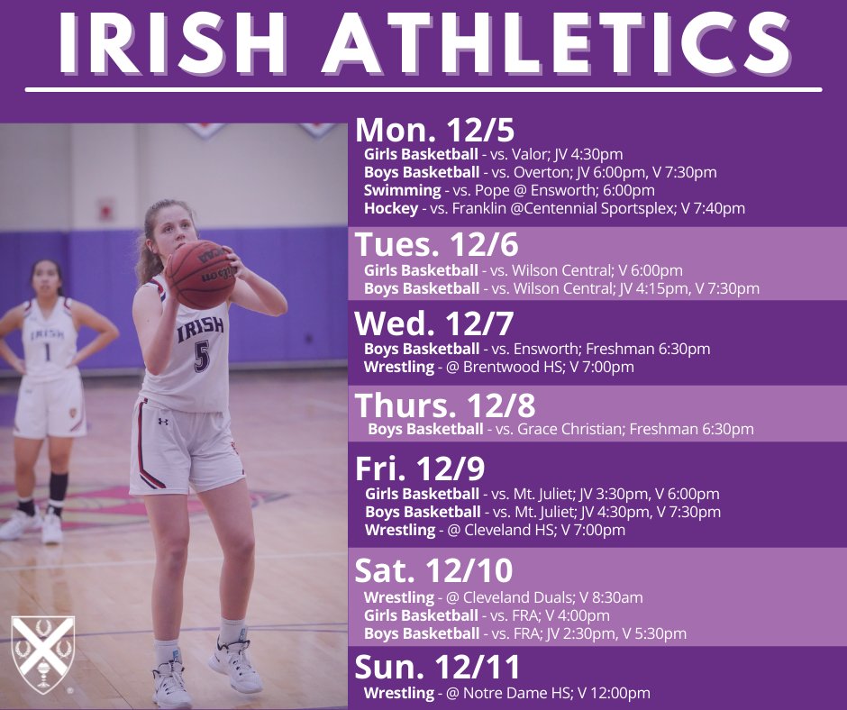 fatherryan's tweet photo. The winter sports season is heating up! Check out this week's athletics schedule to cheer on the Irish. https://t.co/3XlCFYPGTM