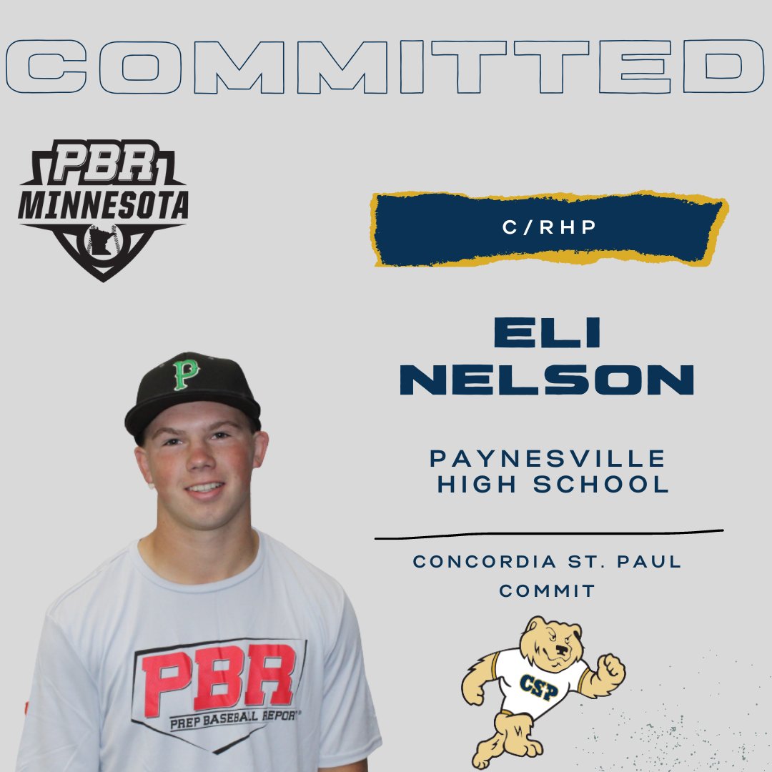 Prep Baseball Minnesota (@prepbaseballmn) on Twitter photo '23 Eli Nelson <a href="/Nelson_Eli7/">Eli Nelson</a>, C/RHP, <a href="/Paynesville_/">Paynesville Bulldogs</a> - commits to <a href="/CSPBearsBase/">Golden Bears Baseball</a>
Bio 🔗bit.ly/3upFJsl '23 Eli Nelson <a href="/Nelson_Eli7/">Eli Nelson</a>, C/RHP, <a href="/Paynesville_/">Paynesville Bulldogs</a> - commits to <a href="/CSPBearsBase/">Golden Bears Baseball</a>
Bio 🔗bit.ly/3upFJsl