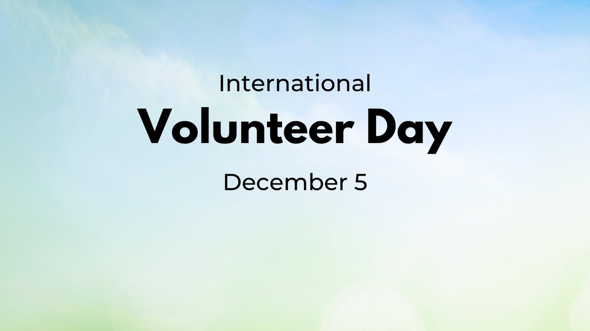 Today (December 5) is International Volunteer Day. On this day we recognize the tireless work of volunteers around the world. #DurhamRegion thanks volunteers in our community for their dedication and the critical support they provide to our region.