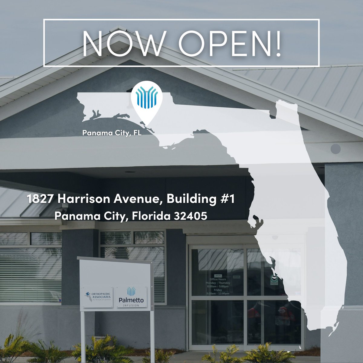 We're officially open in Panama City, Florida! The team at Palmetto Infusion, the leading infusion and injection provider in the southeast, is so excited to announce our expansion into our fifth state! Talk to your doctor today about a referral to Palmetto Infusion.