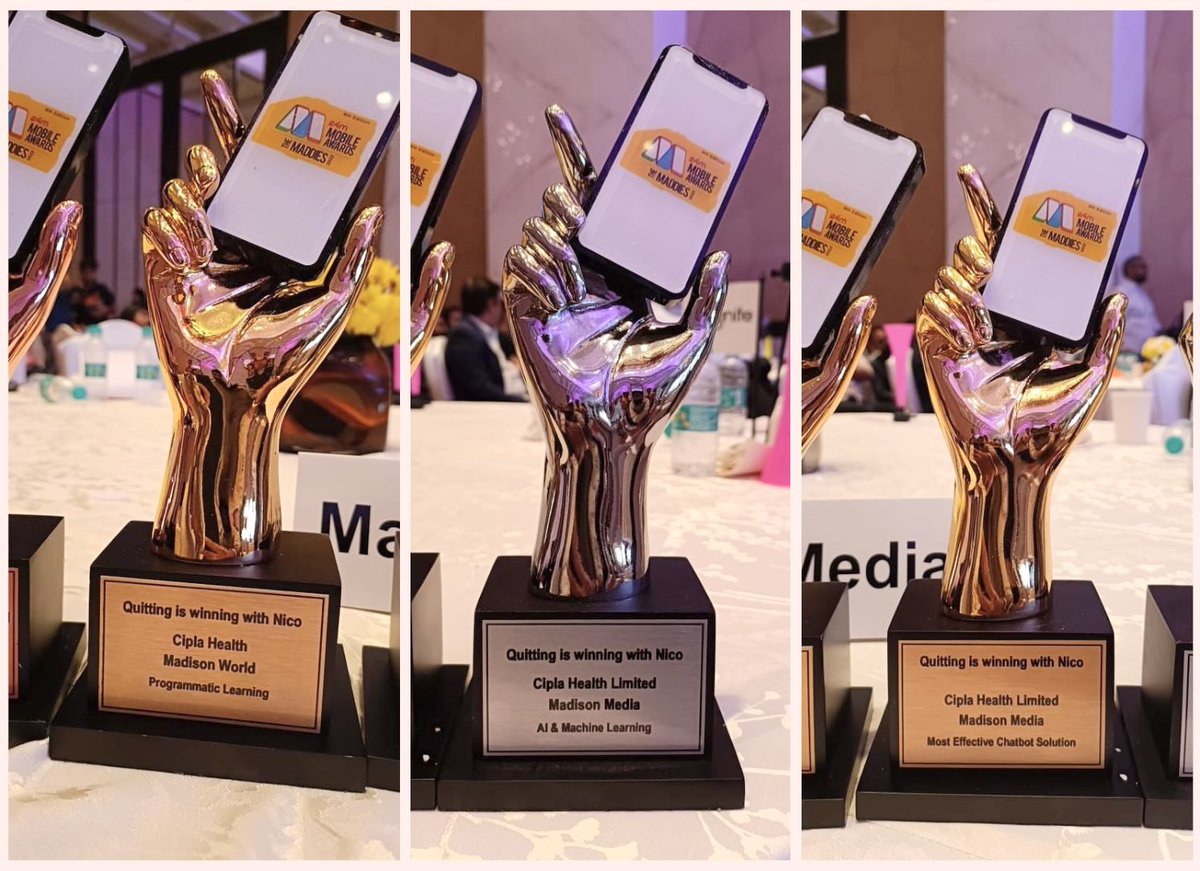 🏆It’s a stellar Monday! We’re stoked to share that our Nico chatbot developed for Nicotex in collaboration with Madison World has won multiple awards at the E4M (Exchange 4 Media) Maddies, 2022! 

#awardwinner #AIchatbot #CXautomation #automation