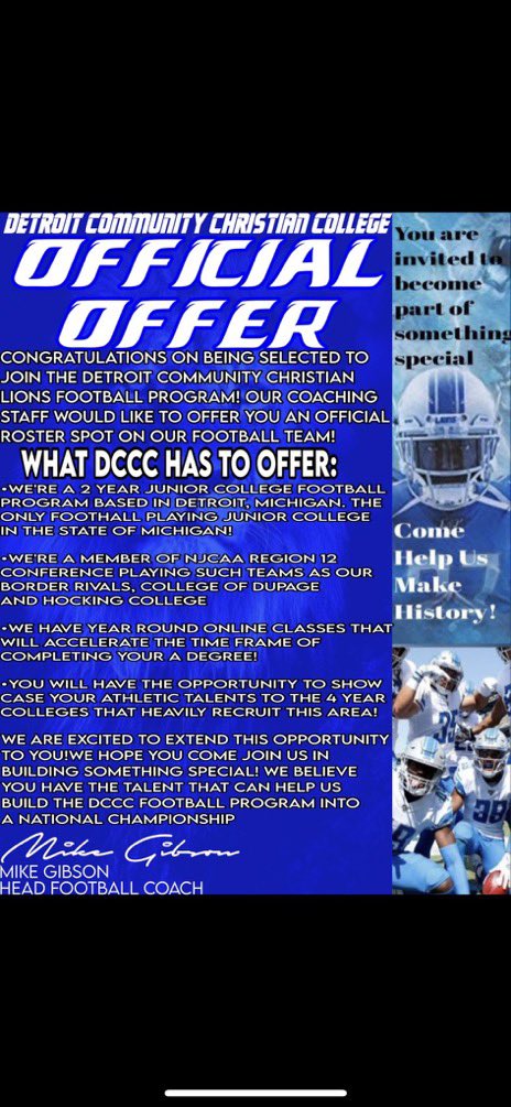 After a great talk with @LIONSFOOTBALL23 I am blessed to say I have received my first offer from @LIONSFOOTBALL23 @hitallsohard2