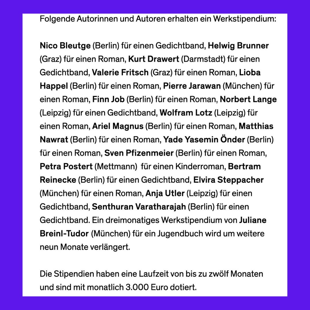 Heute wurden die Stipendiat:innen des #DeutschenLiteraturfonds bekanntgegeben und mit dabei ist @pierre_jarawan - im Herbst 2024 kommt endlich sein neuer Roman!! Herzlichen Glückwunsch, lieber Pierre, wir freuen uns sehr😍deutscher-literaturfonds.de/aktuelles/