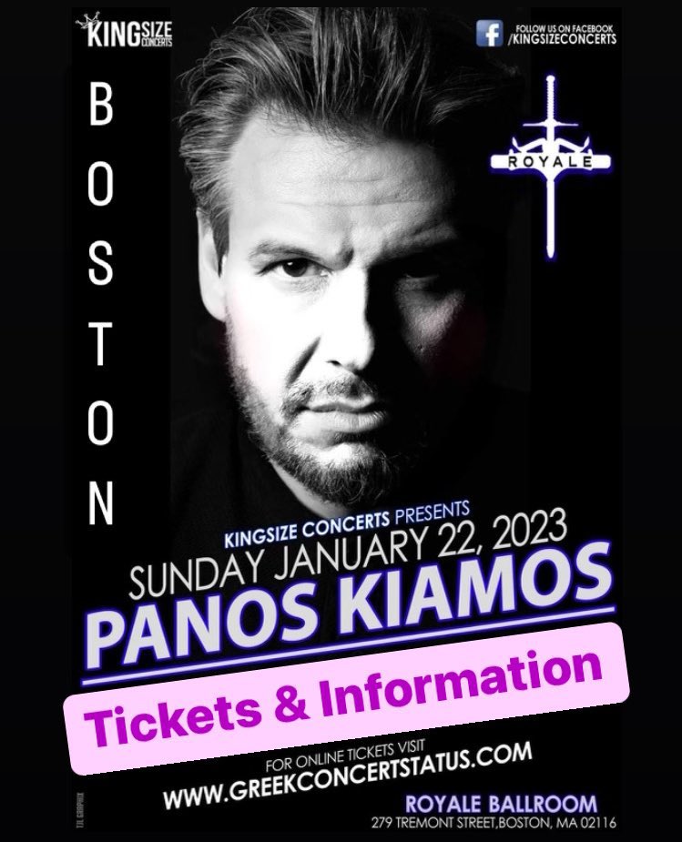 GreekConcert's tweet photo. #BostonGreeks
Panos #Kiamos at Royale in Boston, MA on January 22, 2023!
Tickets @ https://t.co/cb59ua0xdN https://t.co/EbhiyB8Tbb