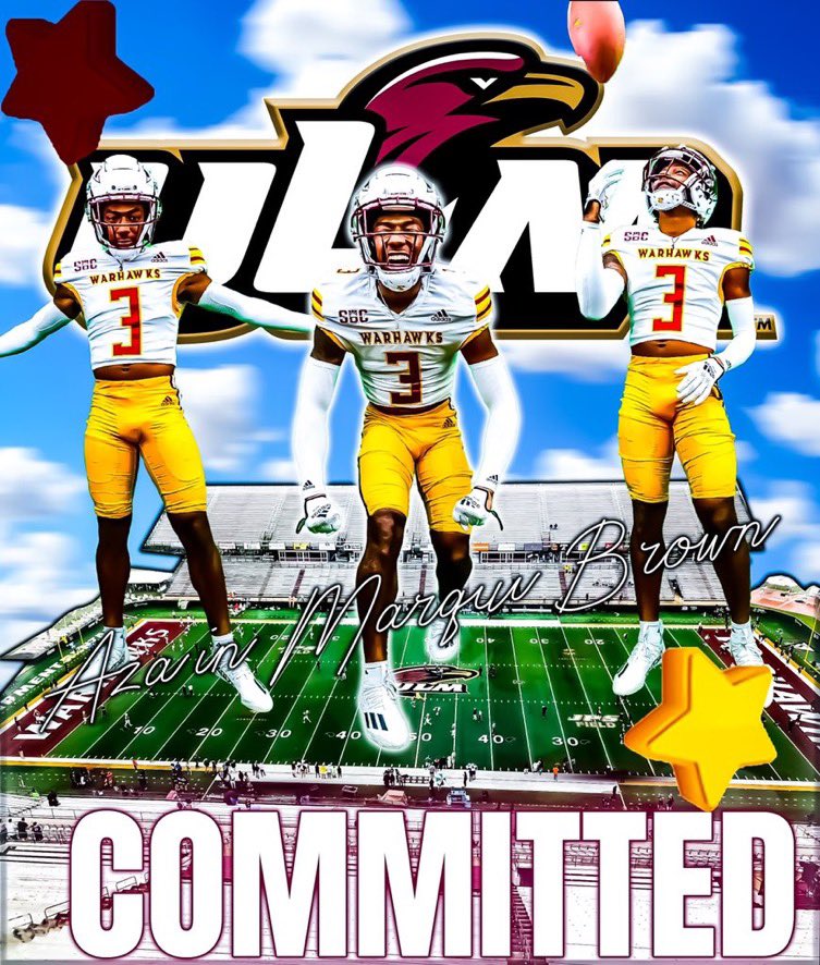 I am COMMITTED to the University of Louisiana Monroe!!! <a href="/ULM_FB/">ULM Football</a> <a href="/CoachLogo/">Ricky Logo</a> <a href="/CoachOmera/">John O’Mera</a> <a href="/CoachMat26_/">Mathis Thomas Jr</a> <a href="/1proudad/">Michael Eric Gibson</a> <a href="/Coach_GPadgitt/">Coach G.Padgitt</a> <a href="/CiscoWranglerFB/">Cisco Junior College Football</a> <a href="/JUCOFFrenzy/">JUCO Football Frenzy</a> #Defendthenest